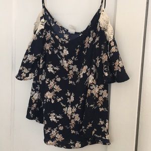 Kaileigh Floral Print Soulder Cut Out with Straps